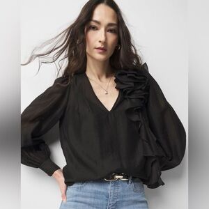 NWT Women’s White House Black Market Ruffle Statement Blouse, Size 12